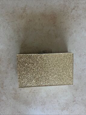 Gold Glitter Box Clutch Handbag